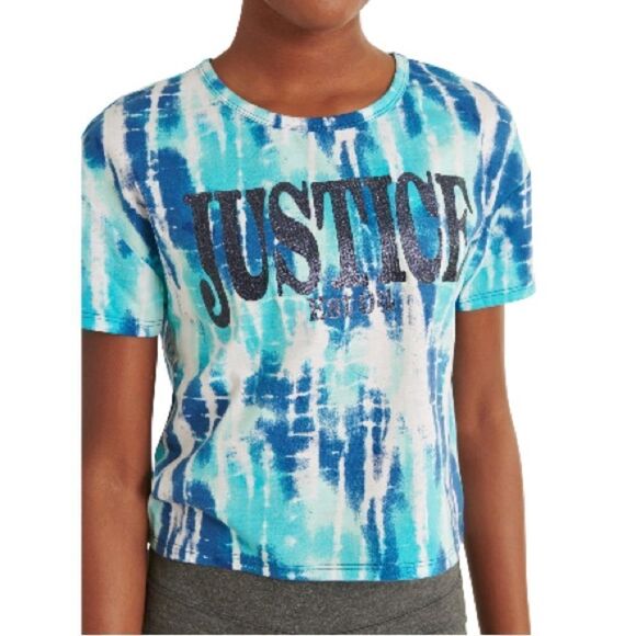 JUSTICE GIRLS SHORT SLEEVE Tie Dye Tee T-Shirts & Leggings 3pc Set Size L 12/14 - Picture 2 of 11